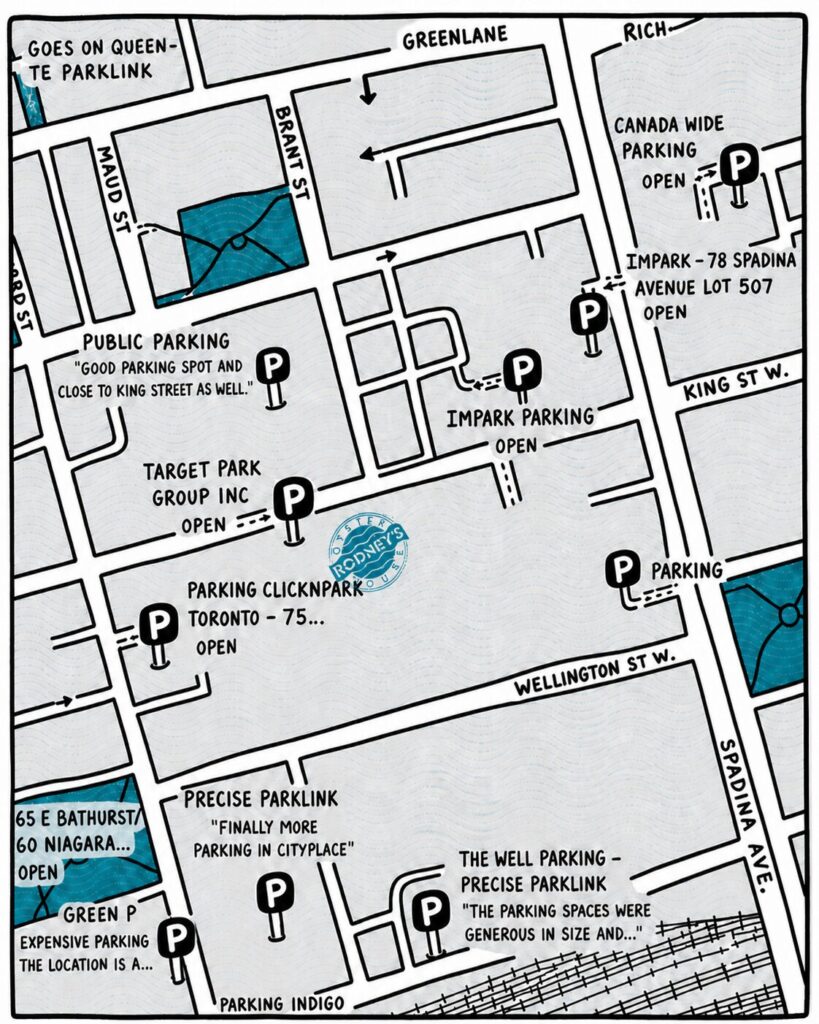 Map indicating parking near the restaurant.